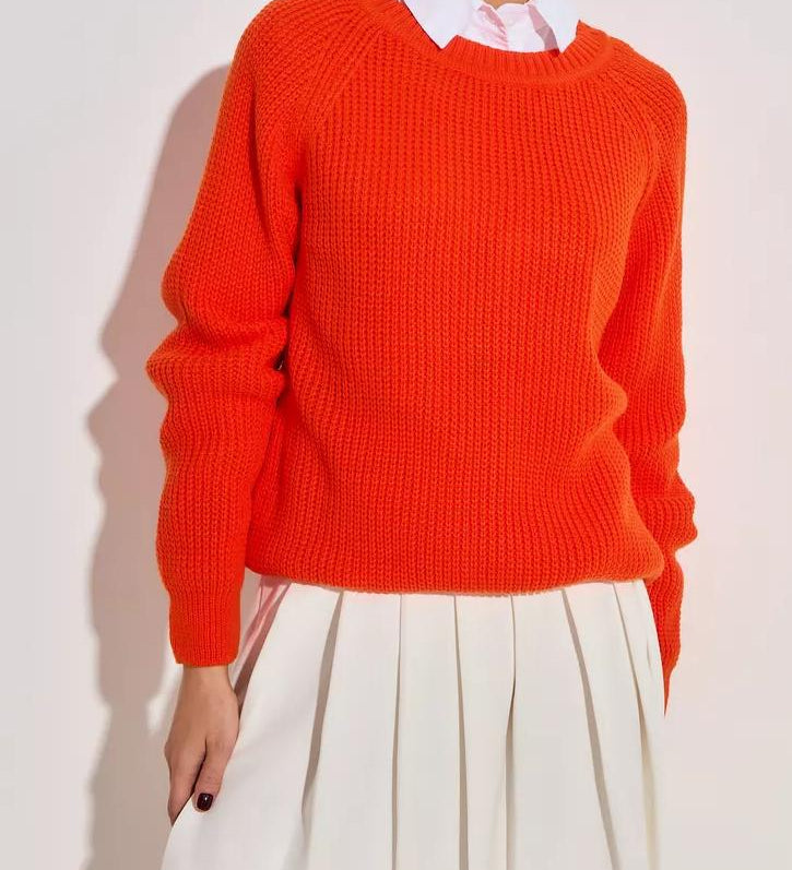 Unifarbener Grobstrick-Pullover in bequemer Passform – Produktansicht 8
