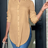 Elegante Bluse mit Knopfleiste und Reverskragen – Produktansicht 4