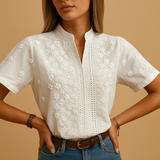 Bestickte Bluse mit klassischem Kragen – Produktansicht 4