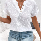 Bluse mit V-Ausschnitt und floralem Design – Produktansicht 7