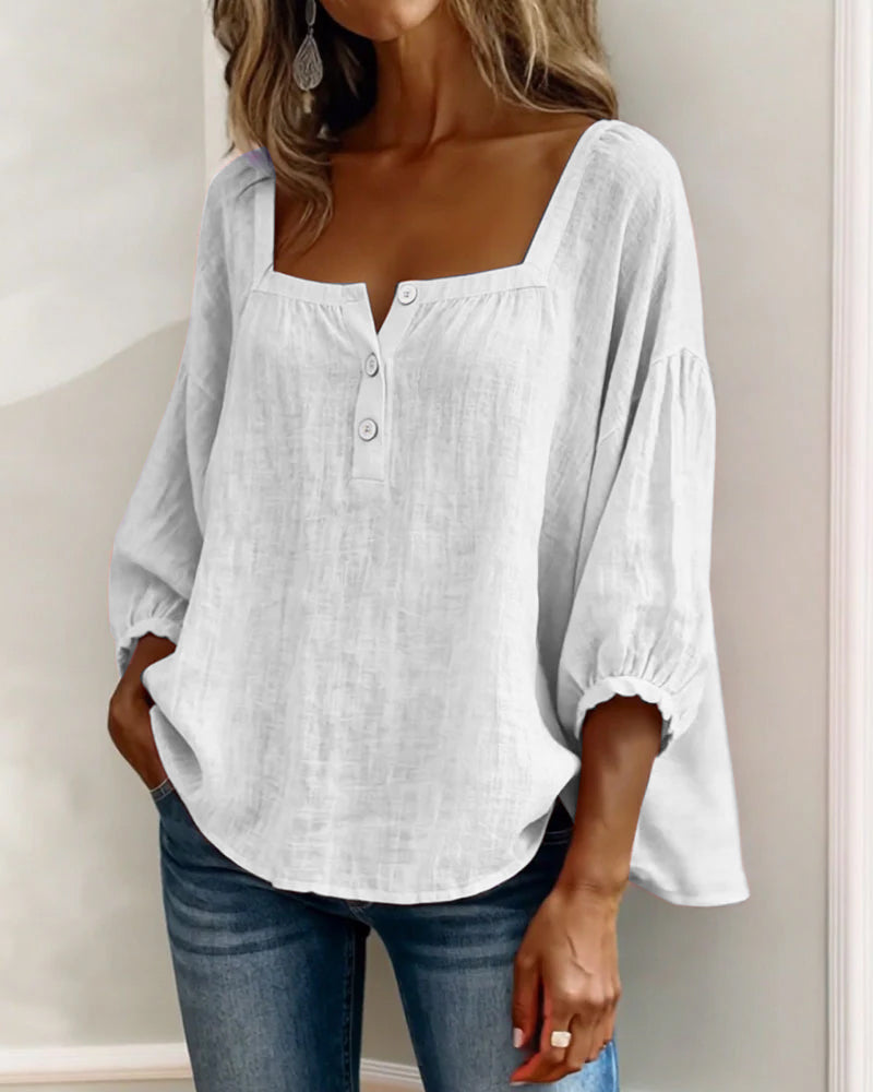 Bluse mit quadratischem Ausschnitt und 3/4-Ärmeln – Produktansicht 15