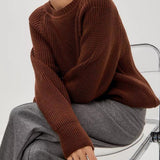 Unifarbener Grobstrick-Pullover in bequemer Passform – Produktansicht 9