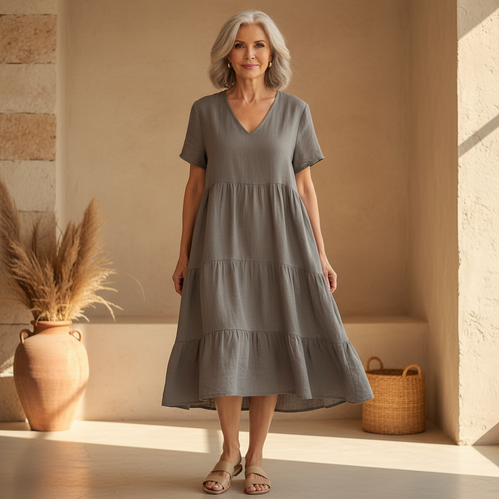 Bequemes Sommerkleid mit V-Ausschnitt – Produktansicht 7