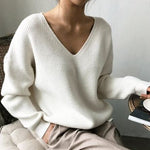 Bequemer Oversize-Pullover mit V-Ausschnitt – Produktansicht 4