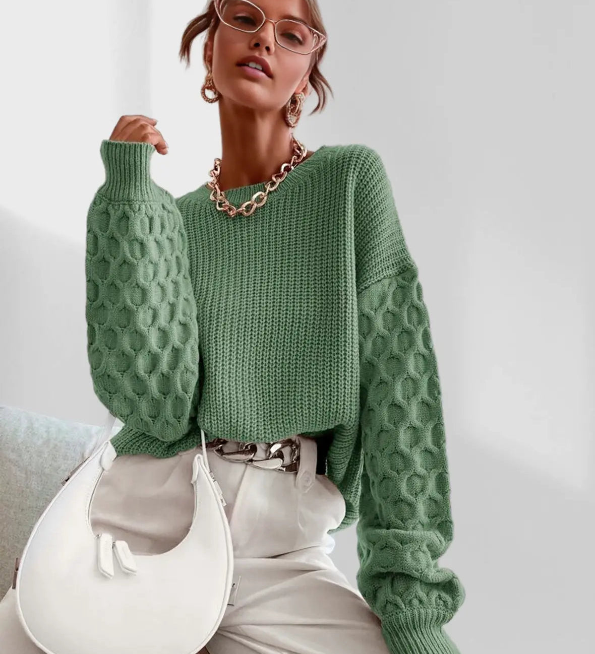 Kuscheliger Winterpullover mit Ballonärmeln – Produktansicht 13