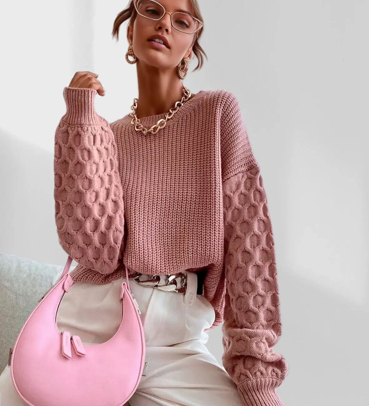 Kuscheliger Winterpullover mit Ballonärmeln – Produktansicht 4