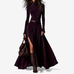 Elegantes langes Kleid mit Gürtel – Produktansicht 2