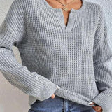 Eleganter Pullover mit V-Ausschnitt in Waffelstruktur – Produktansicht 5