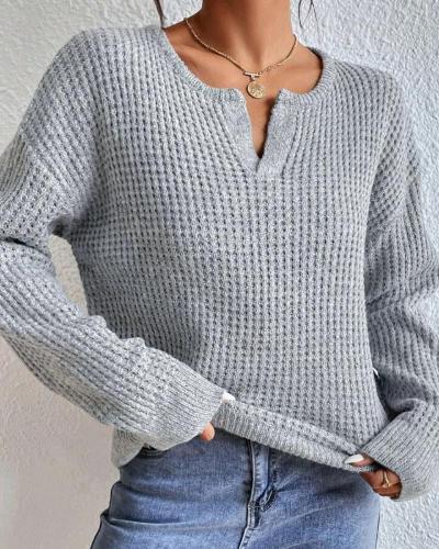 Eleganter Pullover mit V-Ausschnitt in Waffelstruktur – Produktansicht 5