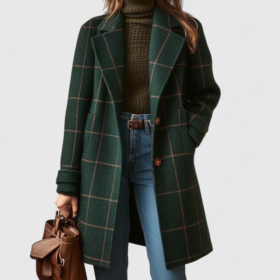 Langer Tweed-Mantel für Damen – Produktansicht 1