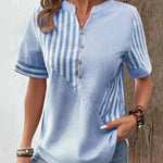 Gestreifte Bluse mit weitem Schnitt und Knopfleiste – Produktansicht 4