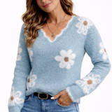 Weicher Pullover mit floralem Strickmuster – Produktansicht 4