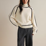 Warmer Rollkragenpullover im Colorblock-Design – Produktansicht 4
