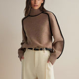 Warmer Rollkragenpullover im Colorblock-Design – Produktansicht 5