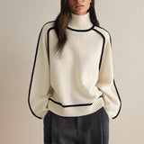 Warmer Rollkragenpullover im Colorblock-Design – Produktansicht 1