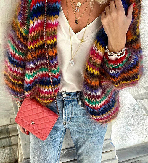 Farbenfroher Cardigan aus weicher Maschenware – Produktansicht 2