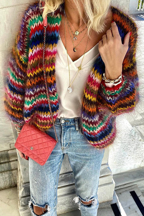 Farbenfroher Cardigan aus weicher Maschenware – Produktansicht 2