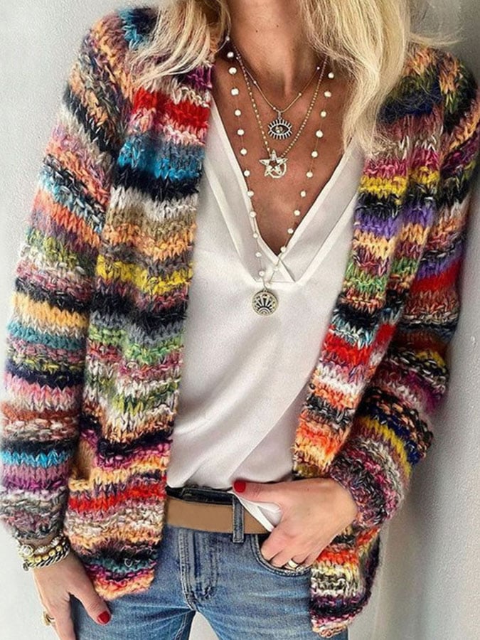 Farbenfroher Cardigan aus weicher Maschenware – Produktansicht 1