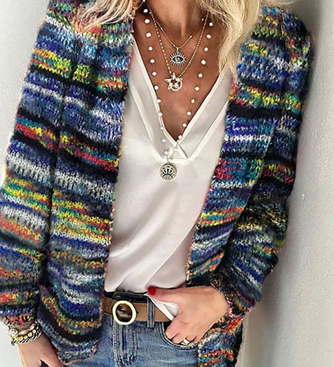 Farbenfroher Cardigan aus weicher Maschenware – Produktansicht 3
