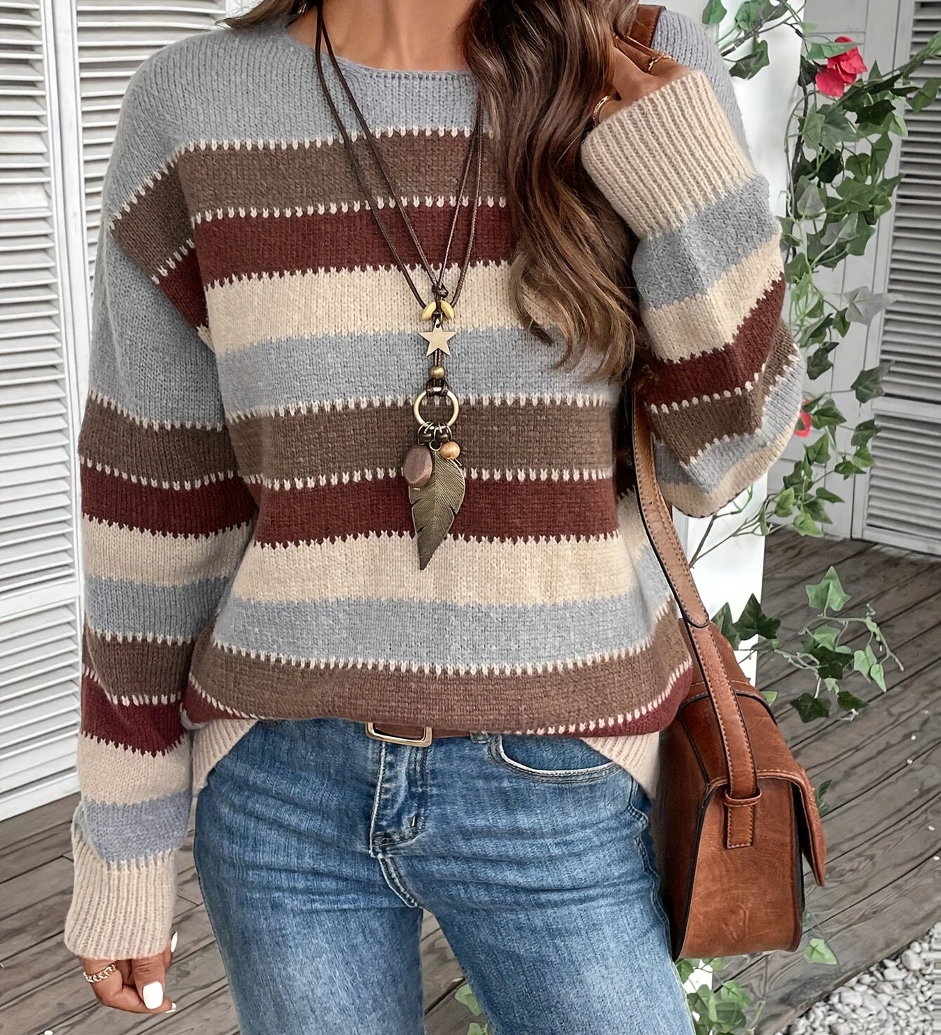 Farbenfroher Pullover mit Rundhalsausschnitt – Produktansicht 1