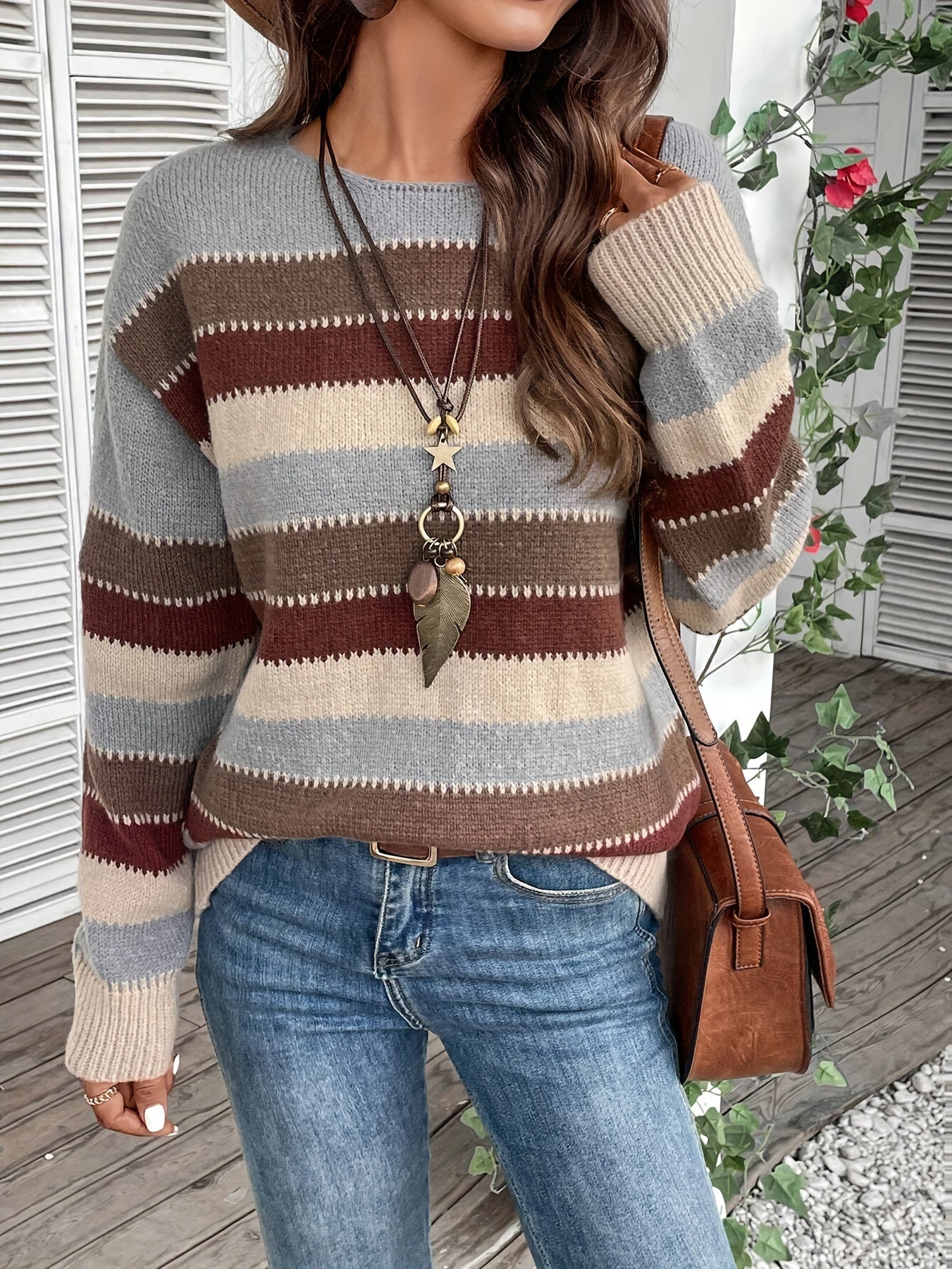 Farbenfroher Pullover mit Rundhalsausschnitt – Produktansicht 1
