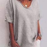 Bluse mit Rundhalsausschnitt und Kurzärmeln – Produktansicht 3