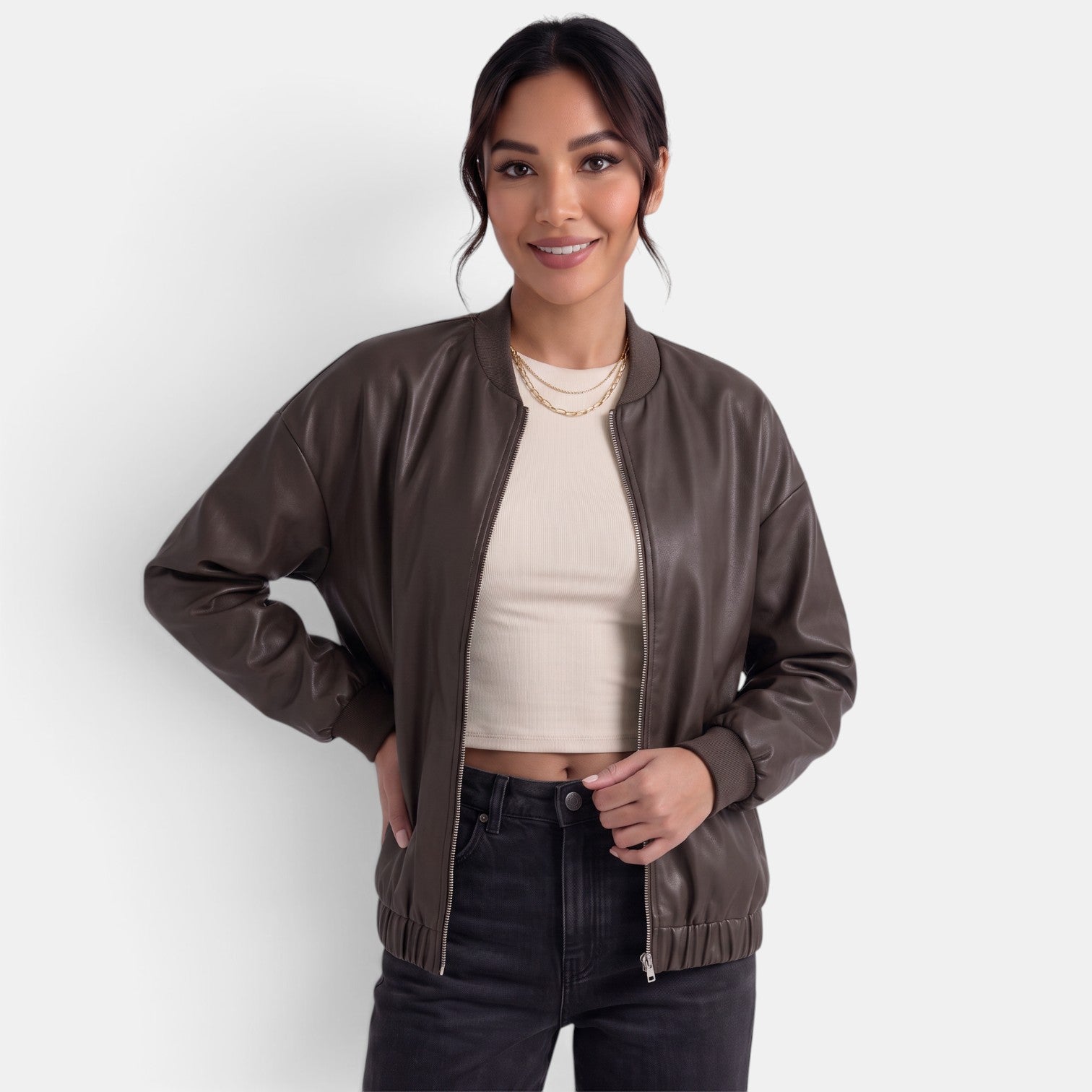 Bikerjacke in Lederoptik – Produktansicht 7