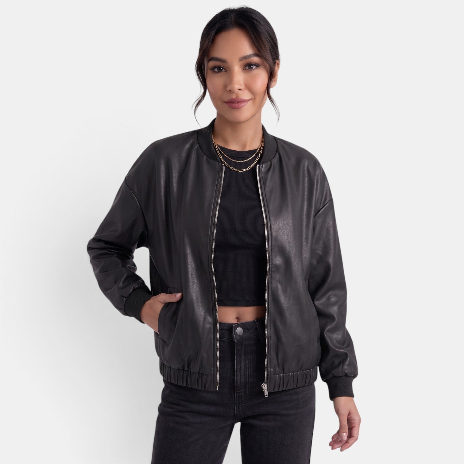 Bikerjacke in Lederoptik – Produktansicht 10