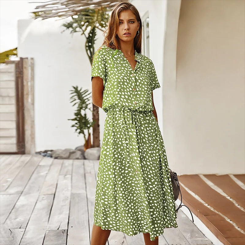 Leichtes Sommerkleid mit buntem Druck – Produktansicht 3