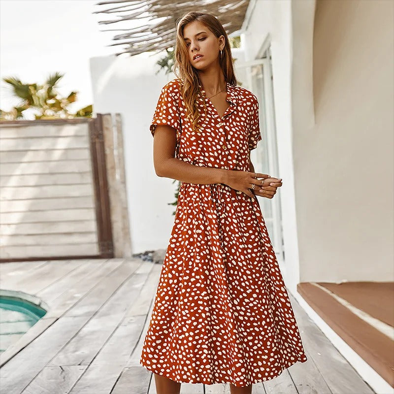 Leichtes Sommerkleid mit buntem Druck – Produktansicht 2