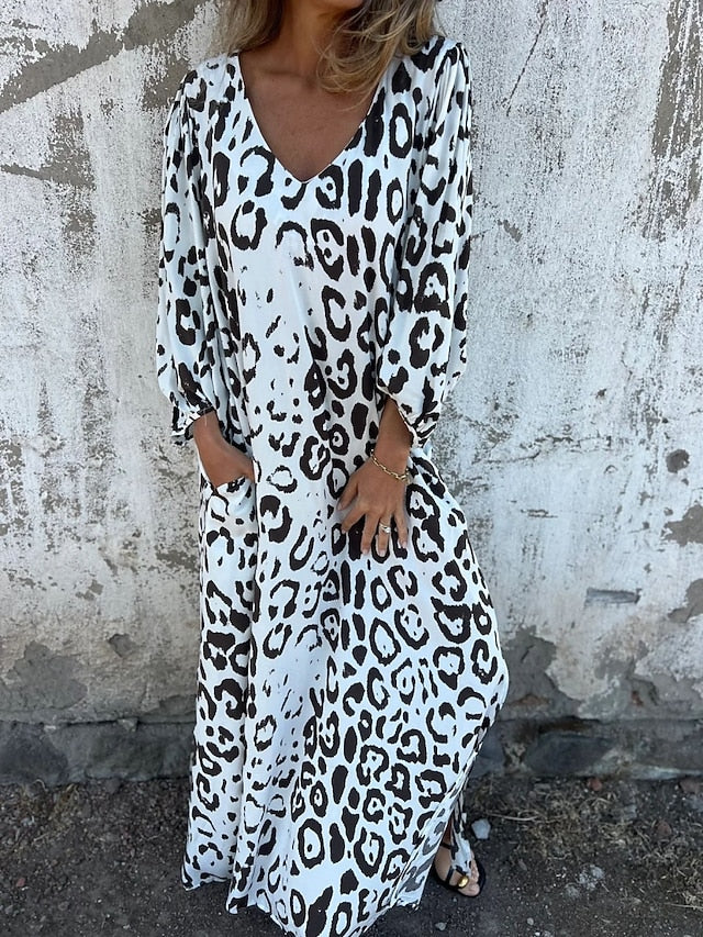 Bequemes Maxikleid im Leopardenmuster – Produktansicht 4