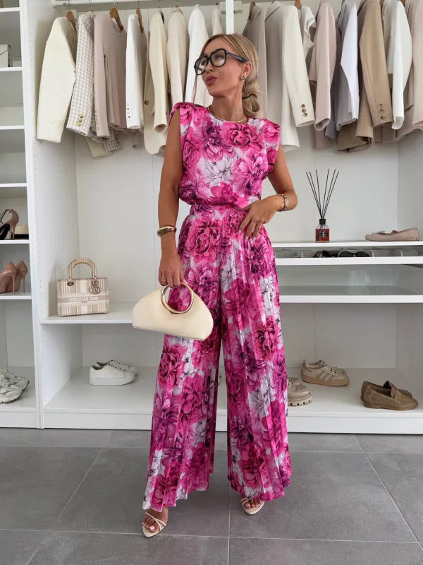 Elegantes Set aus Oberteil und Hose im Plissee-Look – Produktansicht 3