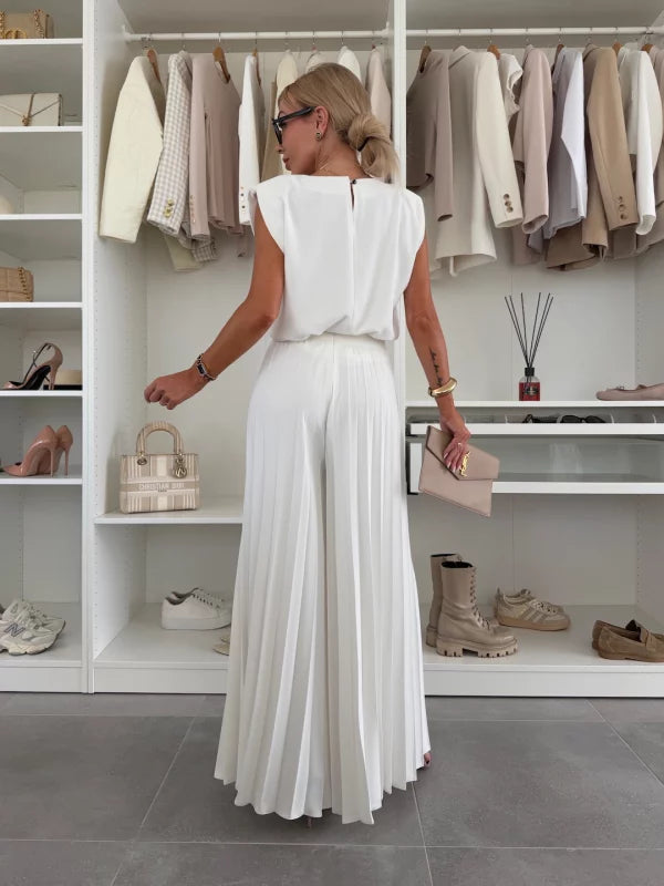 Elegantes Set aus Oberteil und Hose im Plissee-Look – Produktansicht 7