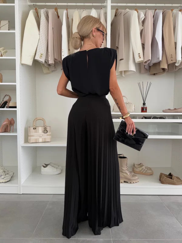 Elegantes Set aus Oberteil und Hose im Plissee-Look – Produktansicht 4