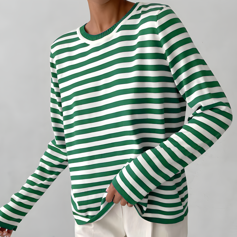 Gestreiftes Strick-Sweatshirt mit langen Ärmeln – Produktansicht 9