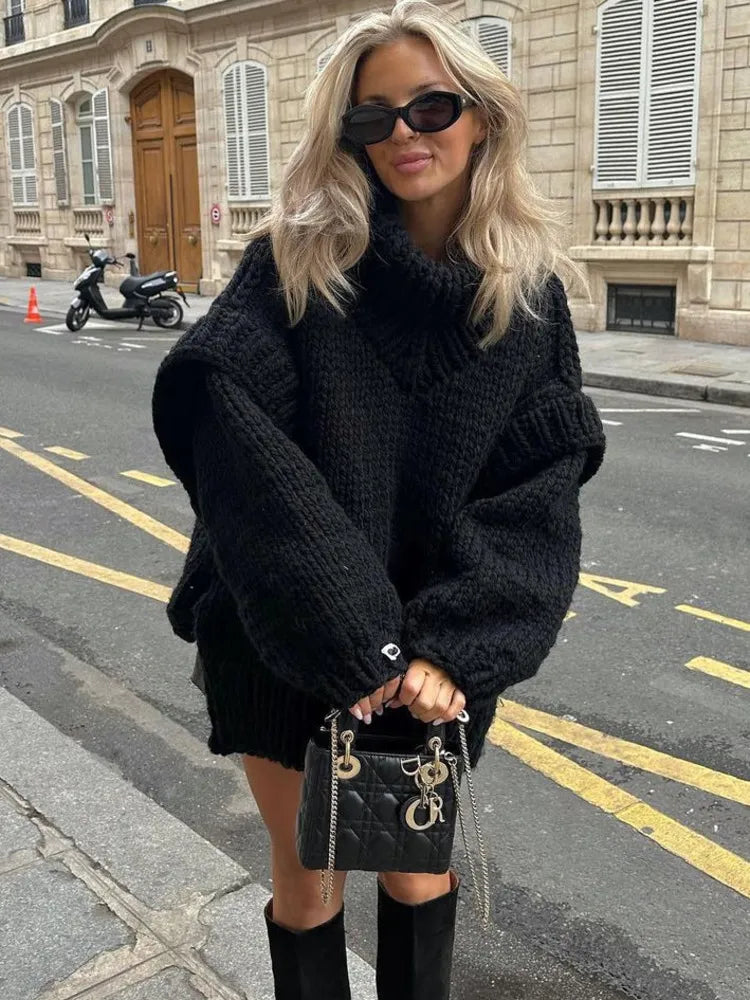 Chunky Rollkragenpullover mit Puffärmeln – Produktansicht 1