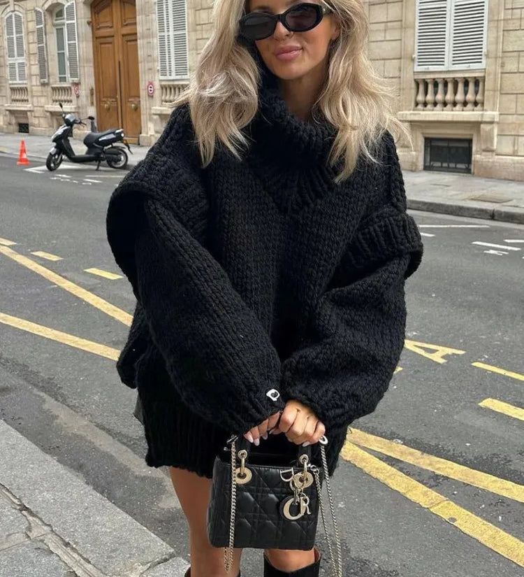 Chunky Rollkragenpullover mit Puffärmeln – Produktansicht 1