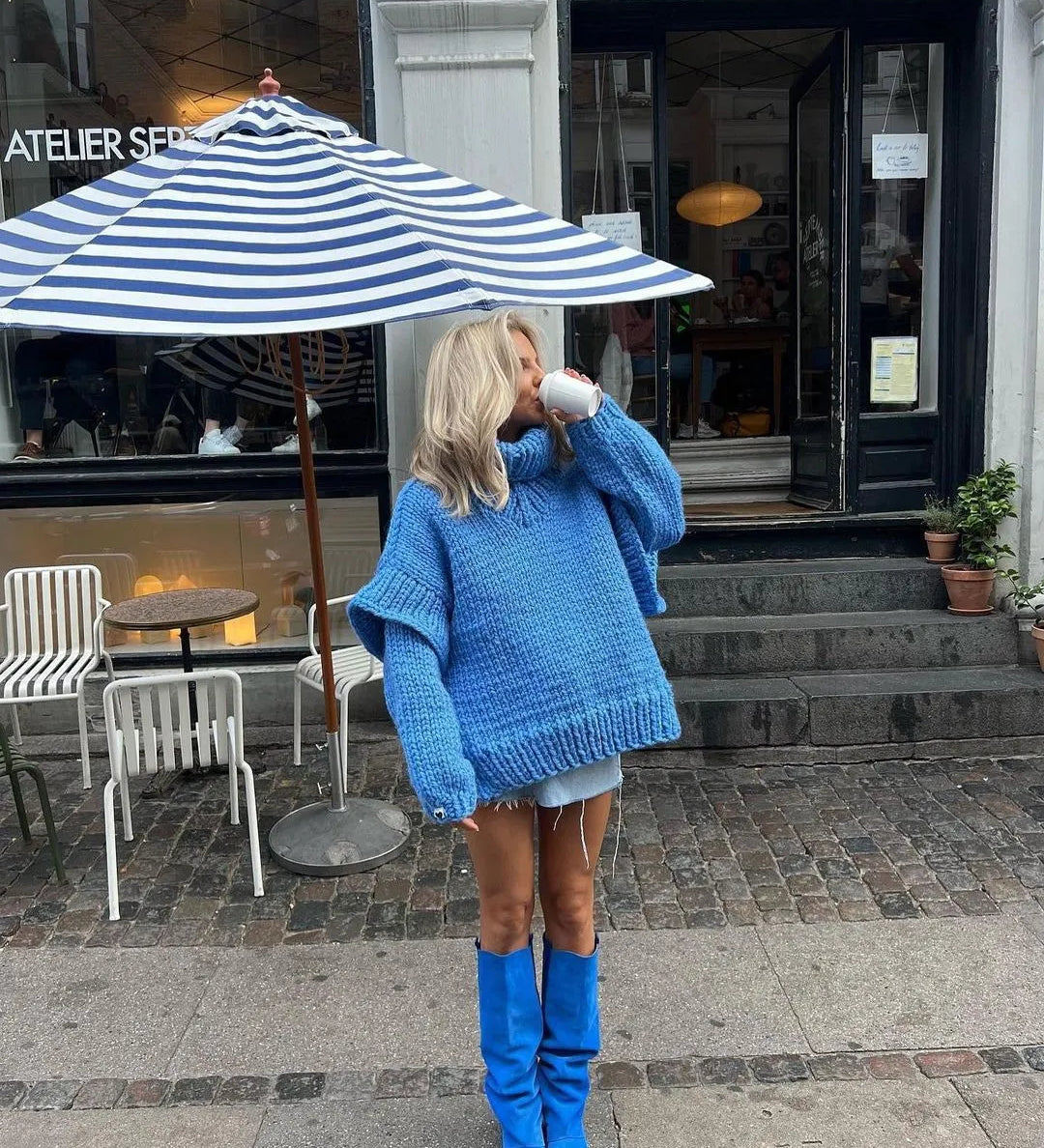 Chunky Rollkragenpullover mit Puffärmeln – Produktansicht 2