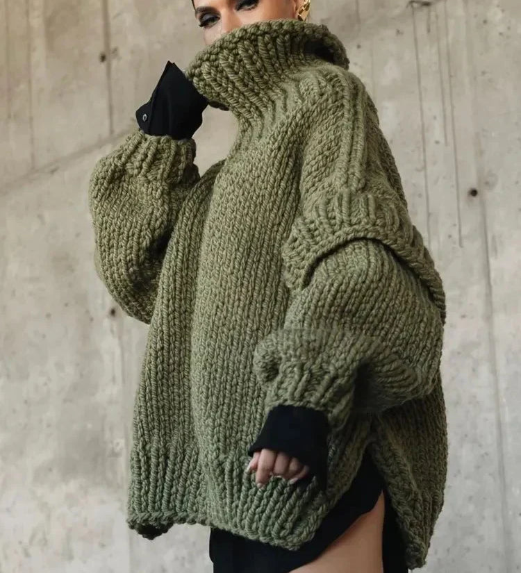 Chunky Rollkragenpullover mit Puffärmeln – Produktansicht 3