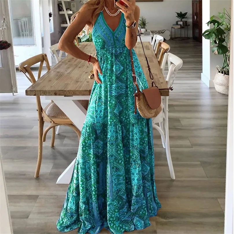 Bequemes, ärmelloses Boho-Kleid – Produktansicht 1