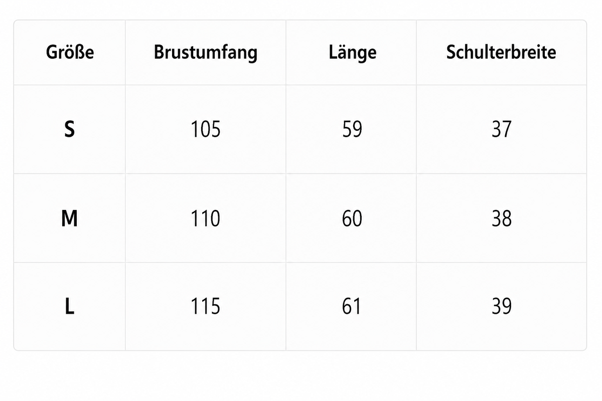 Größentabelle