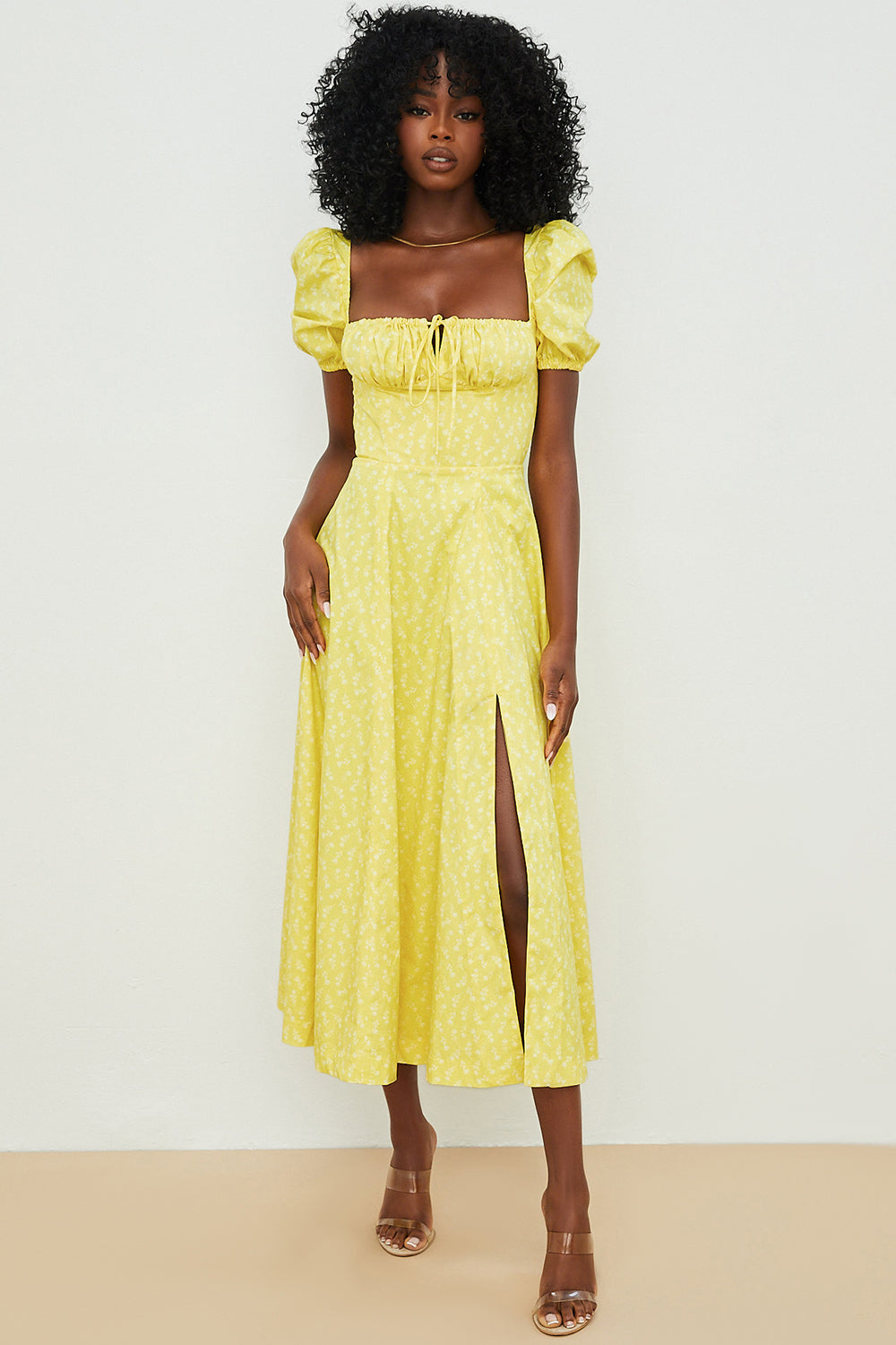 Kleid mit Puffärmeln und Blumenmuster – Produktansicht 11