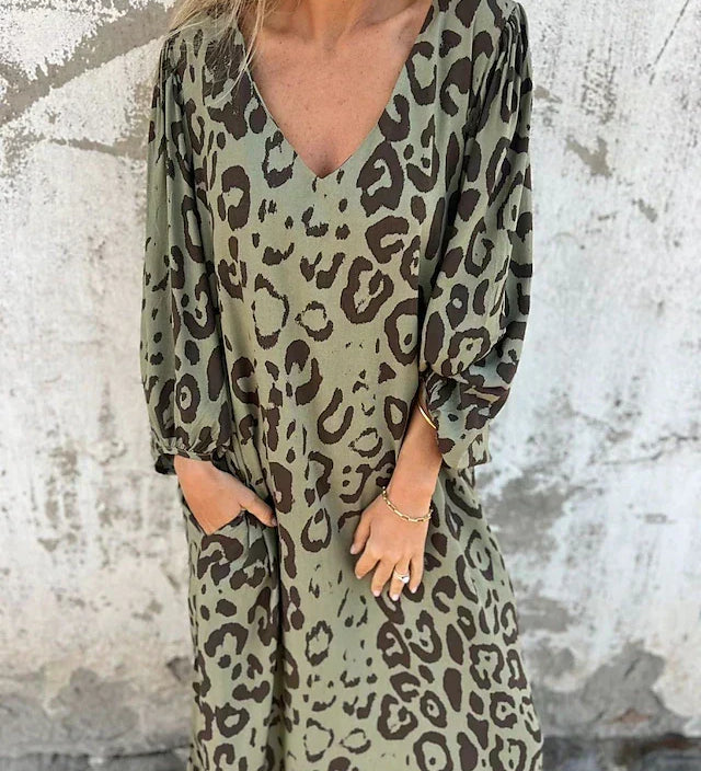 Bequemes Maxikleid im Leopardenmuster – Produktansicht 2