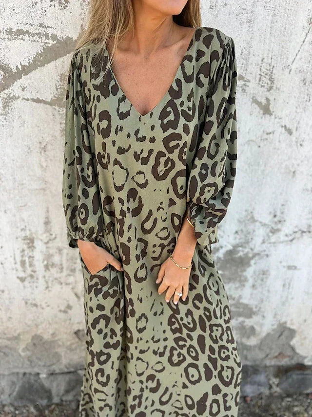 Bequemes Maxikleid im Leopardenmuster – Produktansicht 2