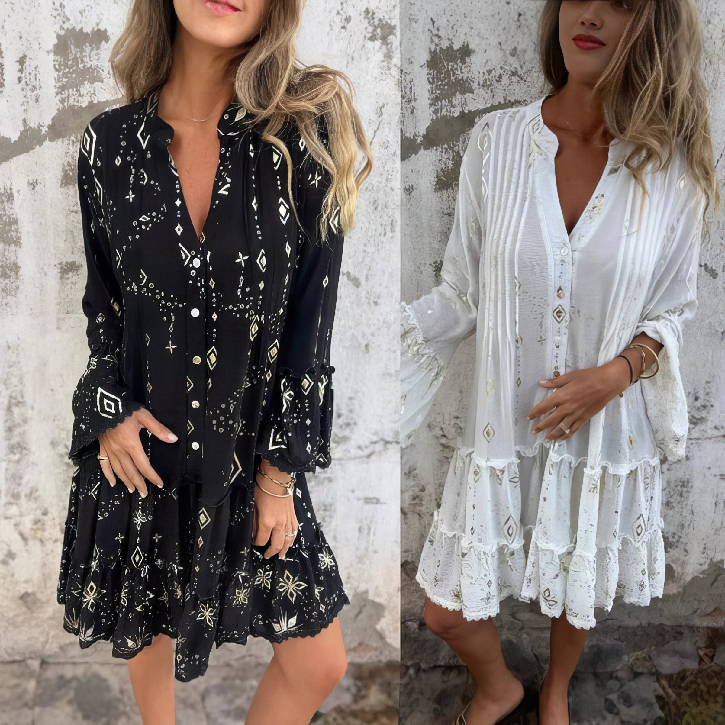 Bequemes Boho-Kleid im Plissee-Look – Produktansicht 10