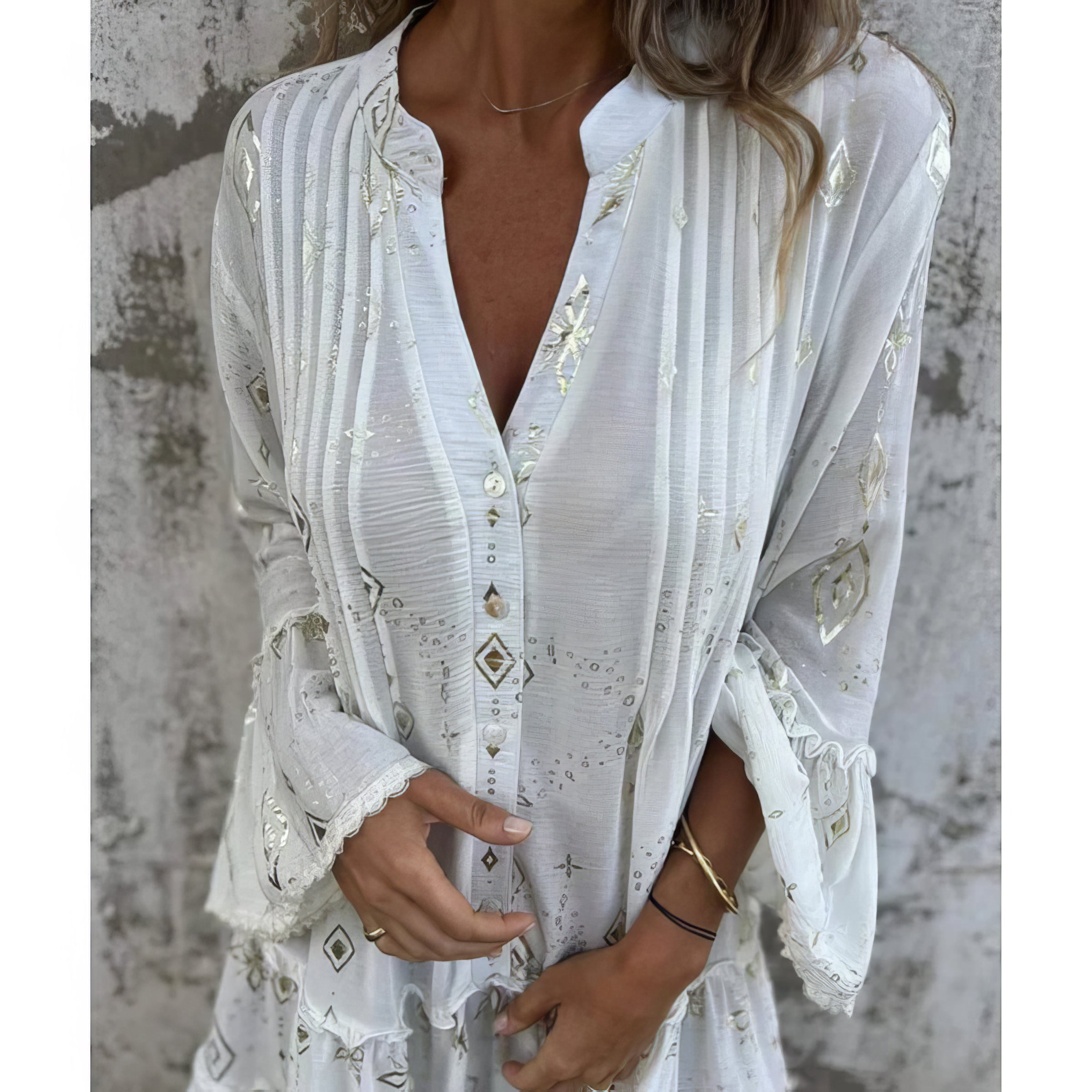 Bequemes Boho-Kleid im Plissee-Look – Produktansicht 3
