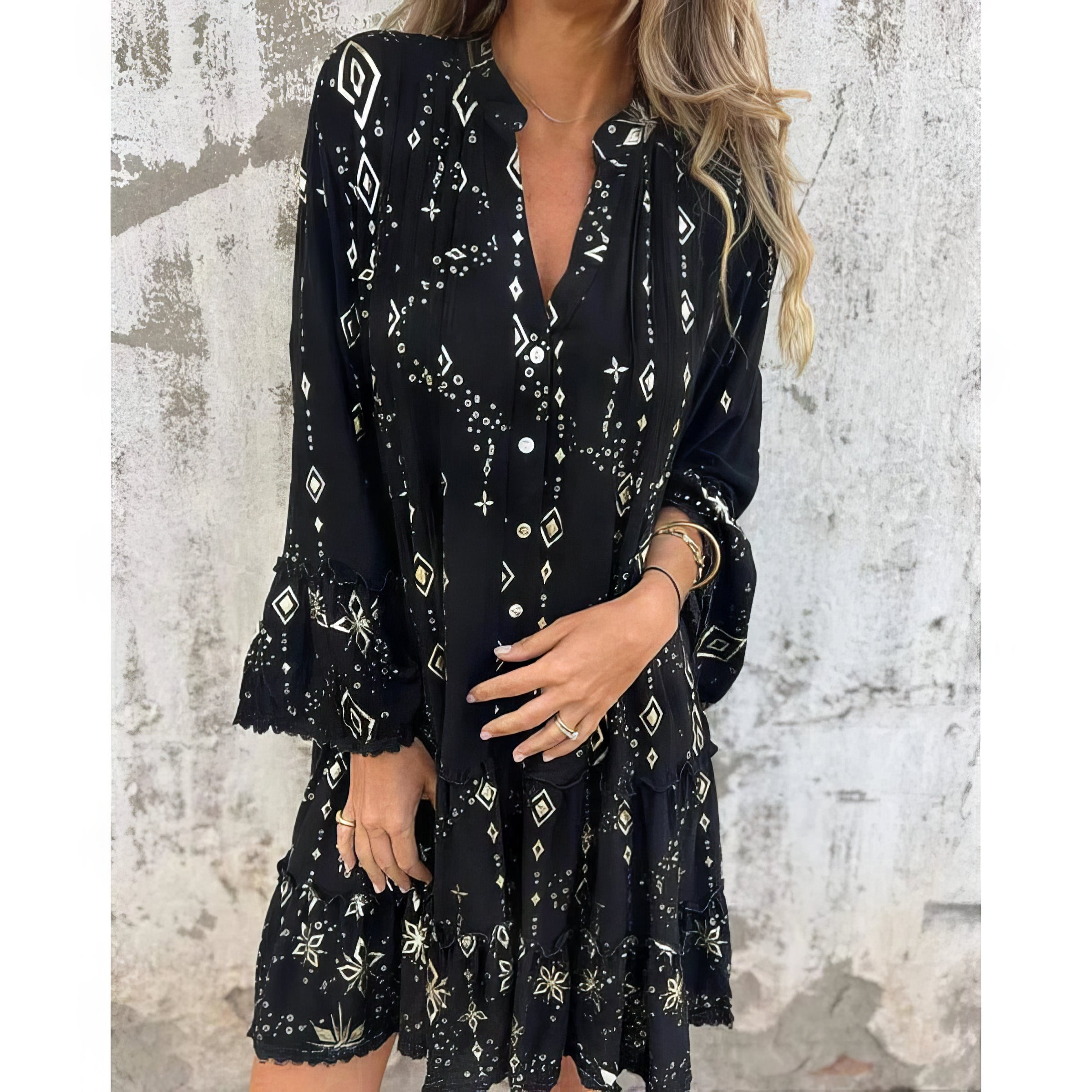 Bequemes Boho-Kleid im Plissee-Look – Produktansicht 4