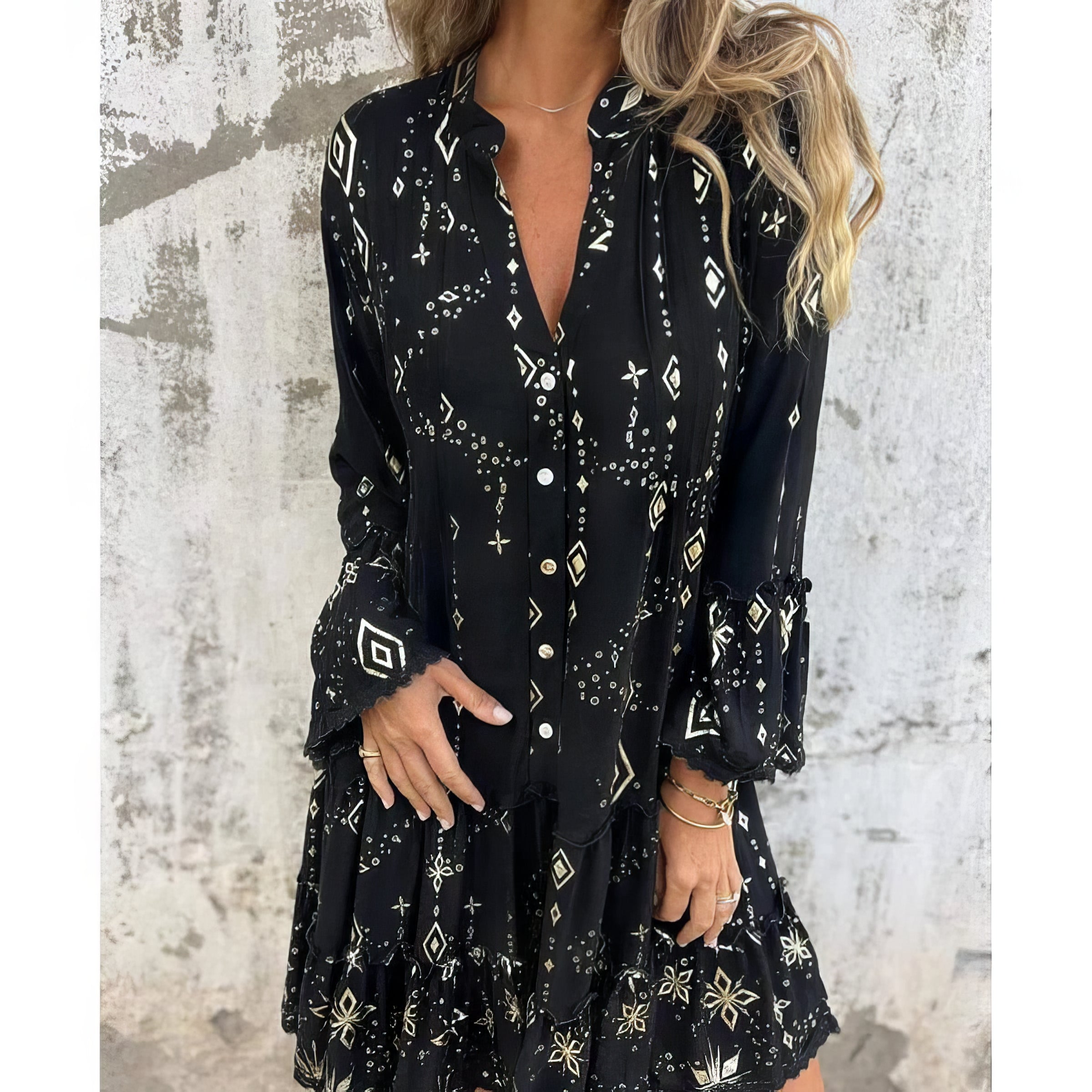 Bequemes Boho-Kleid im Plissee-Look – Produktansicht 6