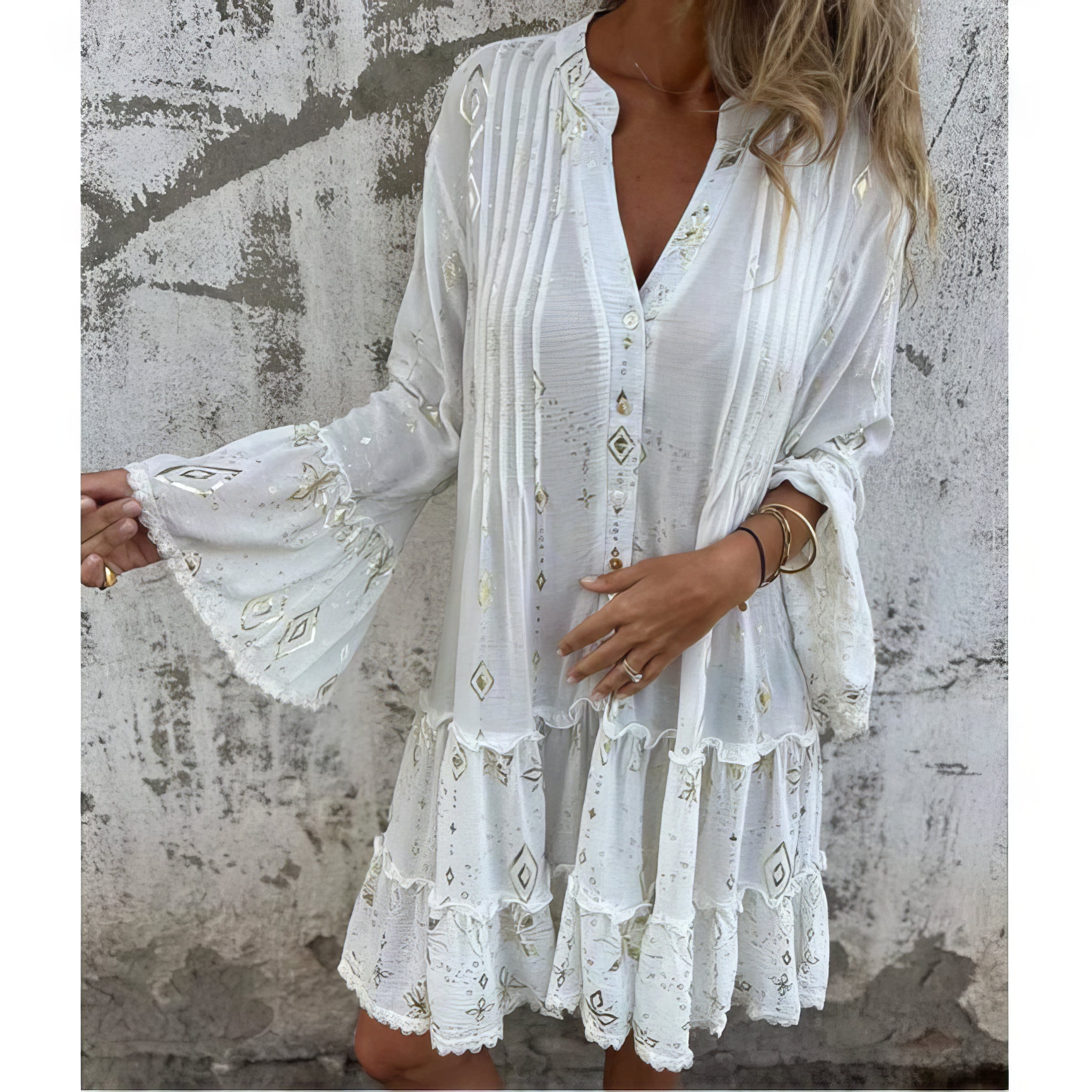 Bequemes Boho-Kleid im Plissee-Look – Produktansicht 8